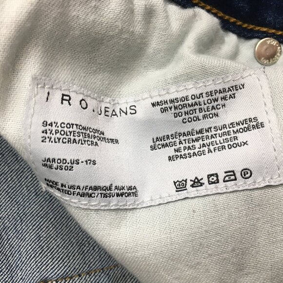 IRO Jarod Medium Wash Step Fray Hem 5 Pocket Logo Hardware Jeans - Picture 3 of 12